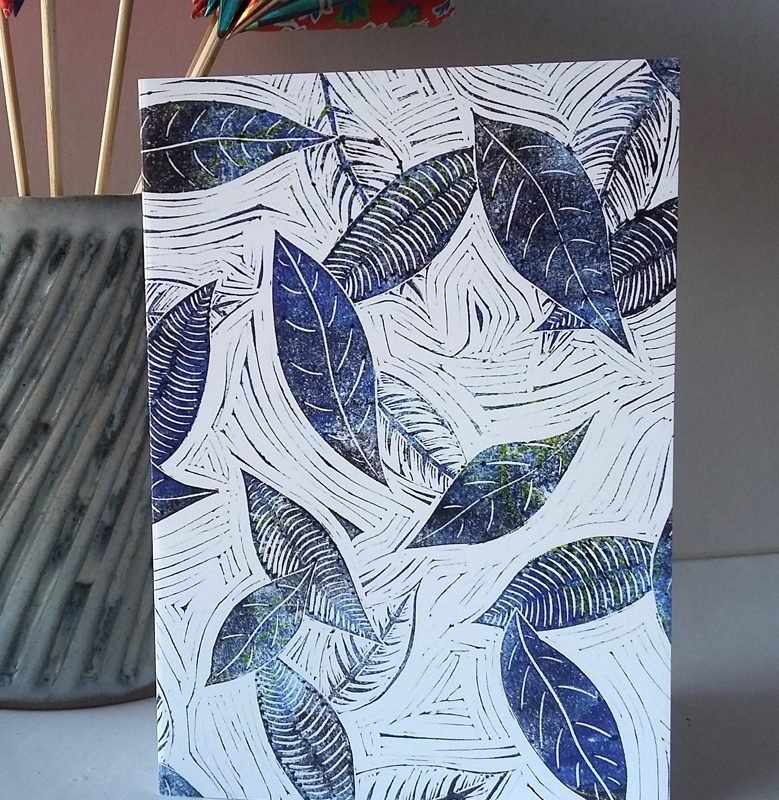 Blue Leaves of Winter greetings card