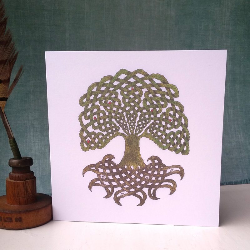 Celtic Tree of Life Robins and Moles greetings card