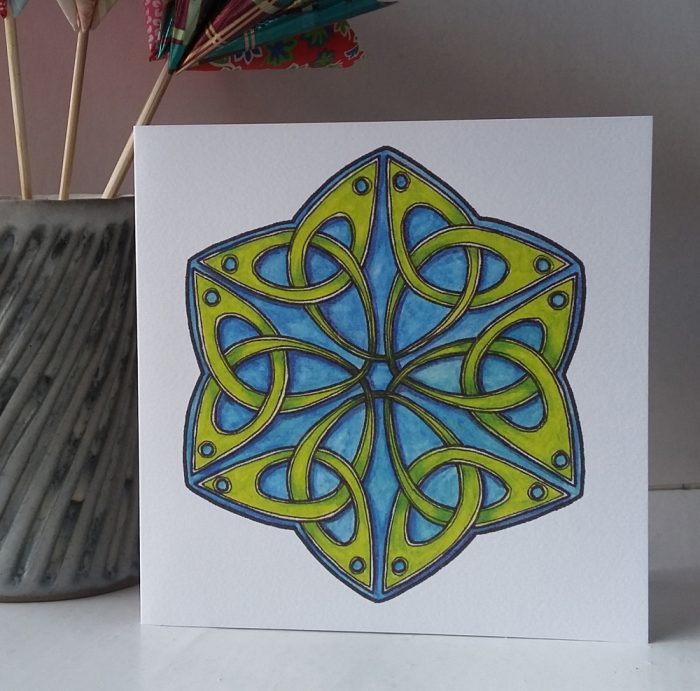 Celtic Trefoil Hexagon greetings card