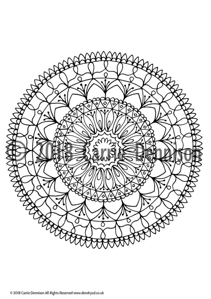 Dendryad Art - Set of 5 Floral Mandala Colouring pages