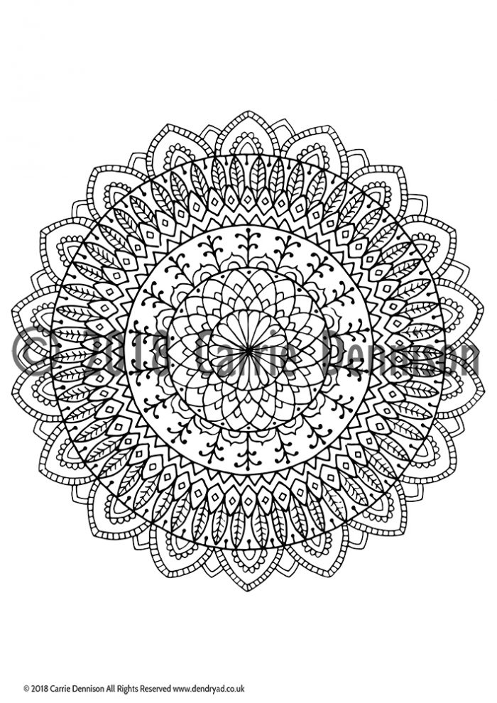 Dendryad Art - Set of 5 Floral Mandala Colouring pages