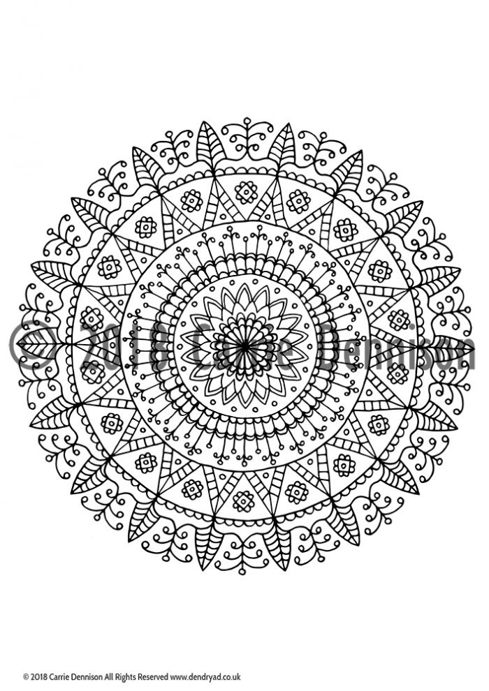 Dendryad Art - Set of 5 Floral Mandala Colouring pages