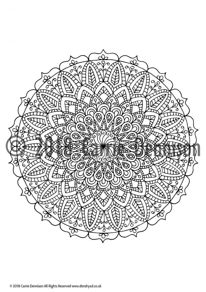 Dendryad Art - Set of 5 Floral Mandala Colouring pages