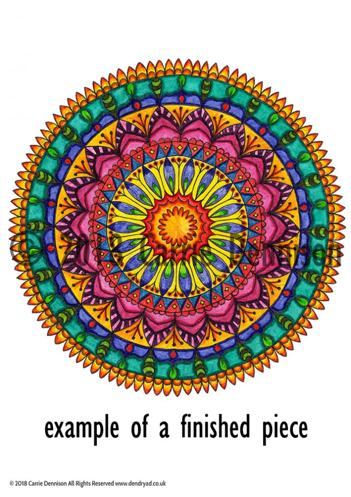 Dendryad Art - Set of 5 Floral Mandala Colouring pages