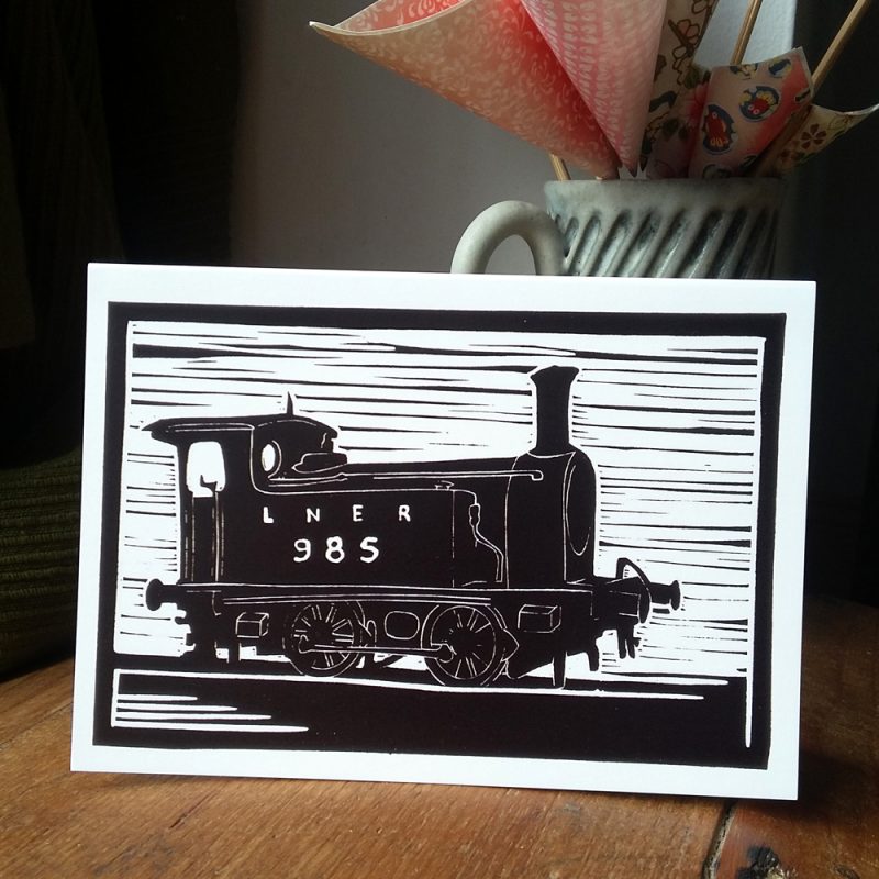LNER 985 Steam Engine greetings card