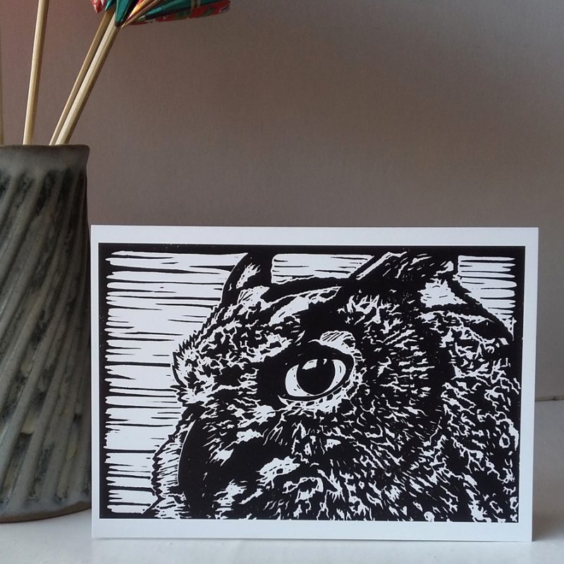 Oscar the Eagle Owl greetings card
