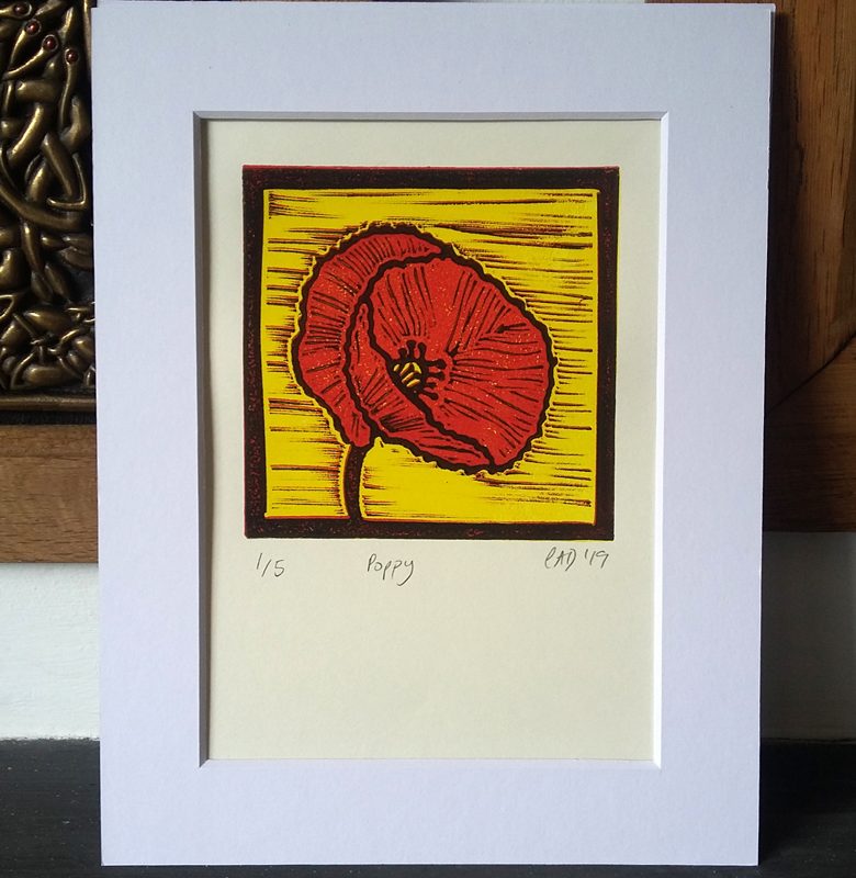 Poppy lino print