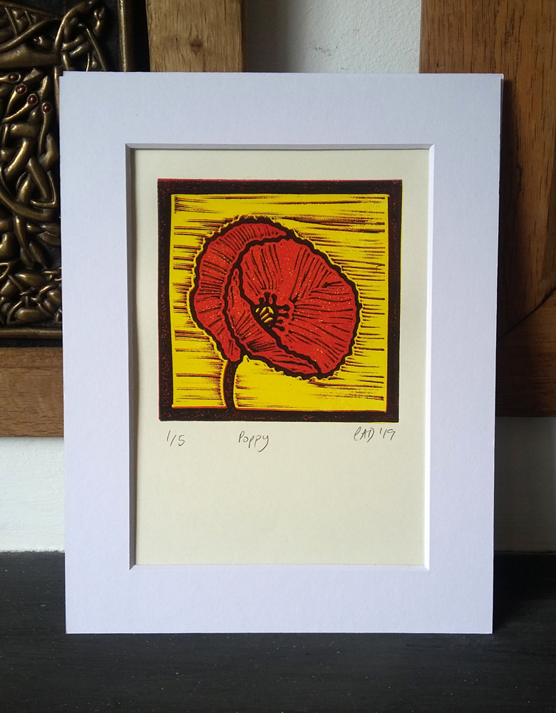 Poppy lino print