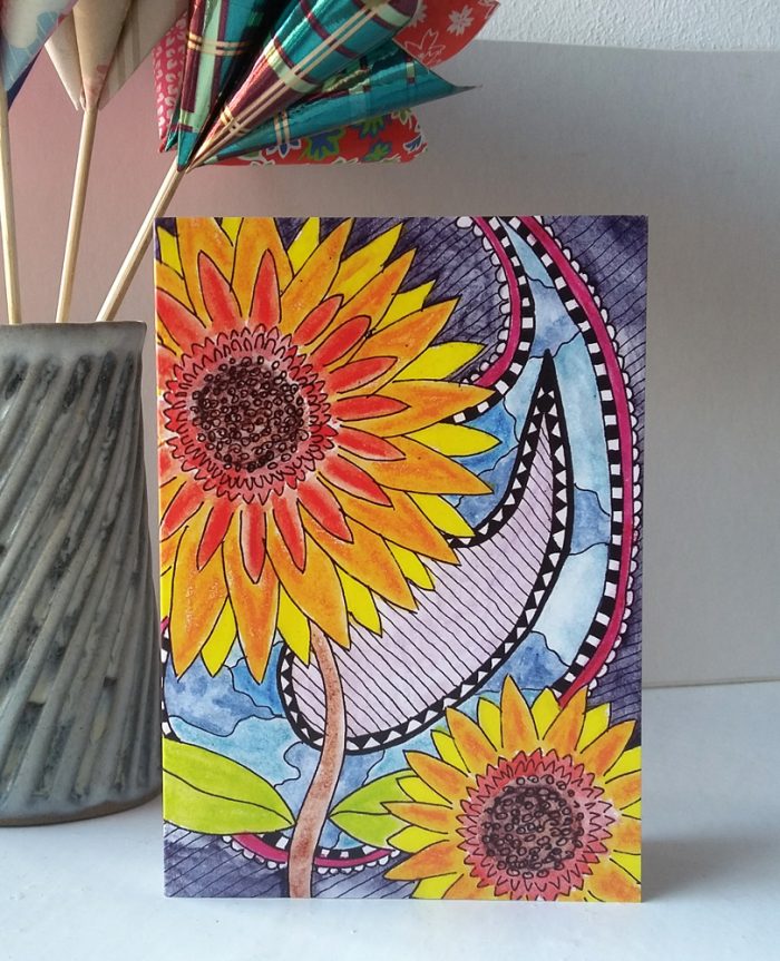 Santanas Sunflowers greetings card