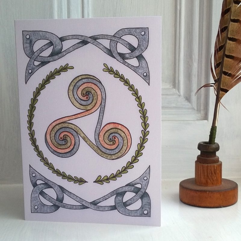 Triskelion and Celtic Border greetings card