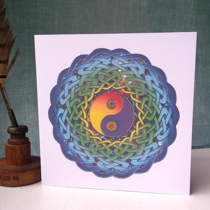 Yin Yang Celtic Mandala greetings card