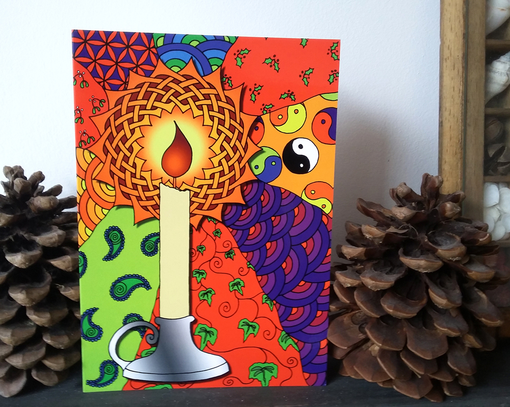 Yuletide Christmas card candle