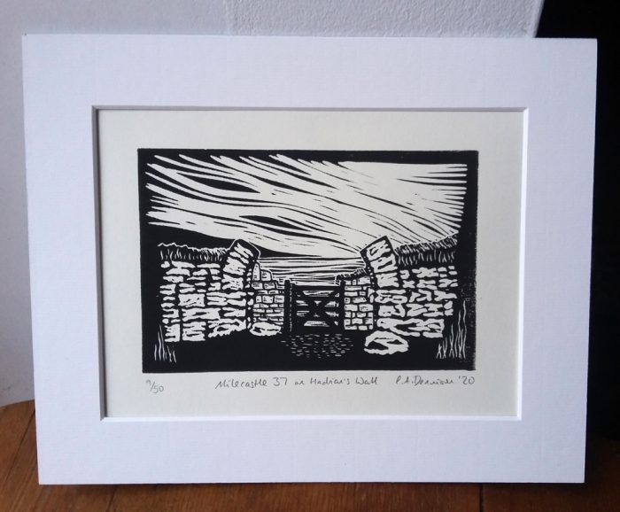 Milecastle 37 lino print