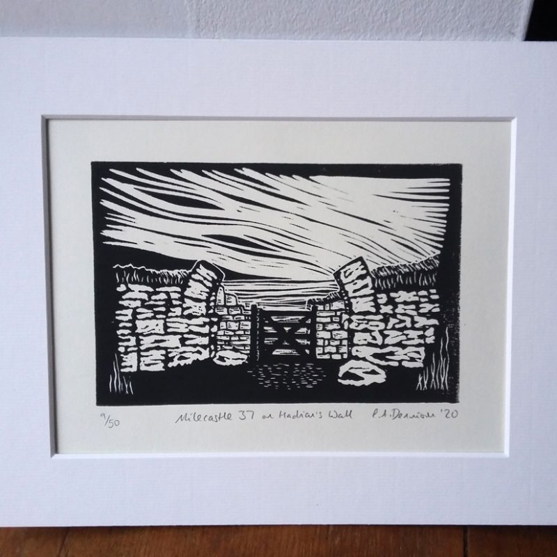 Milecastle 37 lino print