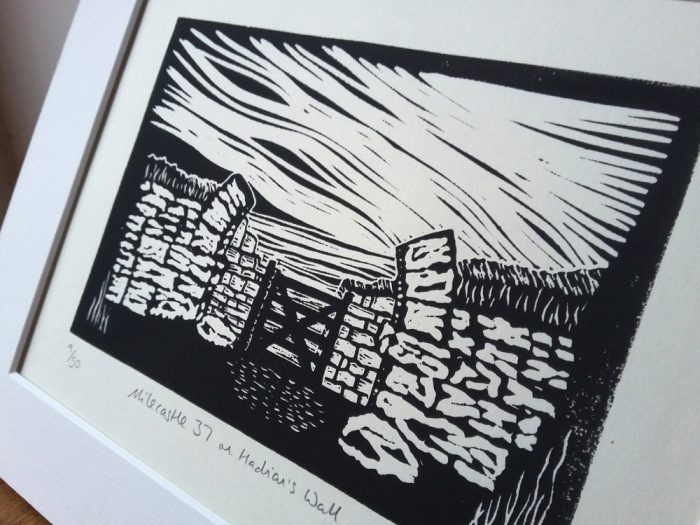 Milecastle 37 lino print