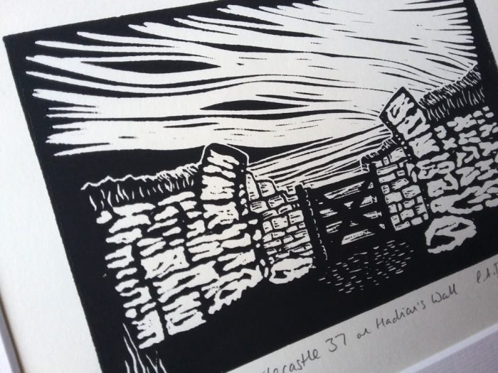 Milecastle 37 lino print