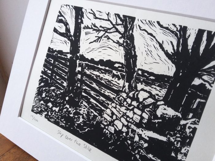 Step Over the Stile lino print