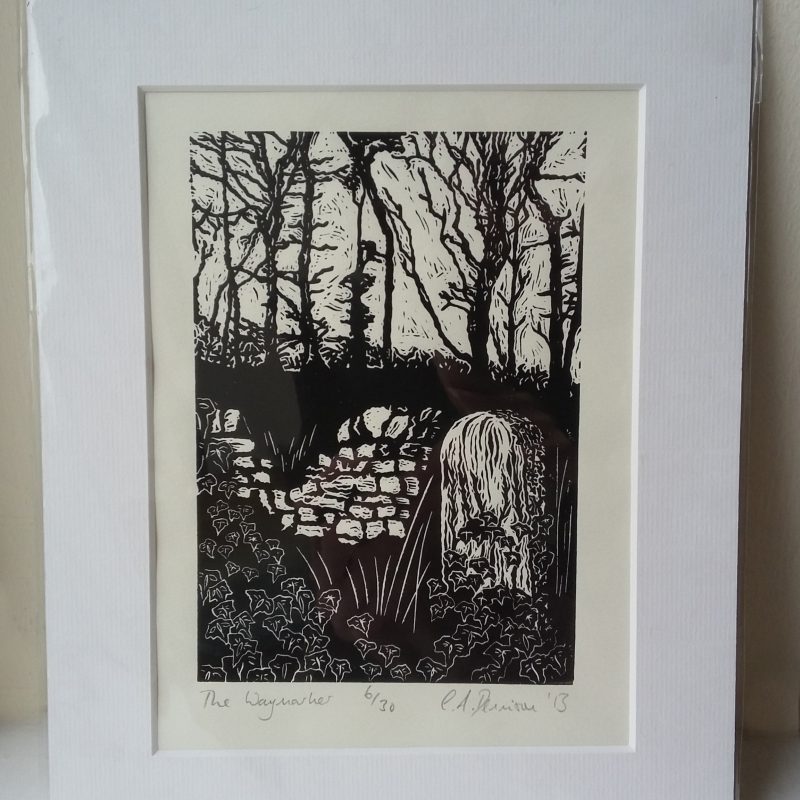 The Waymarker lino print